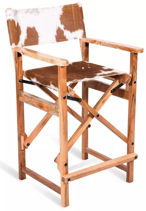 Galway Beige and Brown Leather Upholstered Folding Counter Height Chair