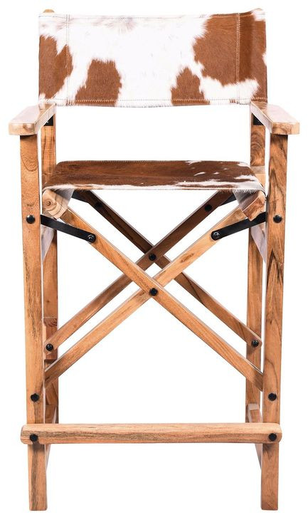 Galway Beige and Brown Leather Upholstered Folding Counter Height Chair
