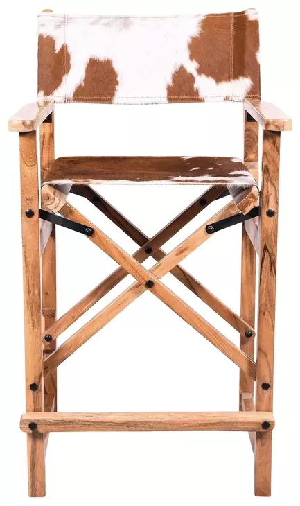 Galway Beige and Brown Leather Upholstered Folding Counter Height Chair