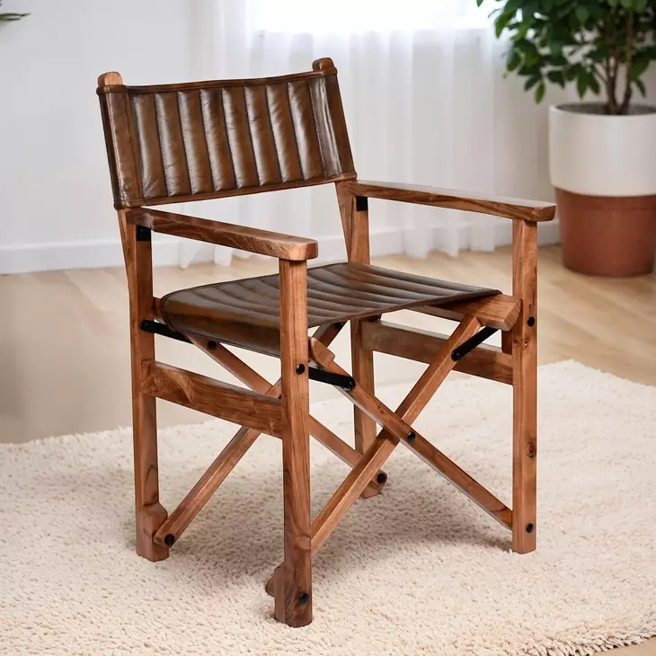 Galway Antique Whiskey Leather Folding Dining Chair
