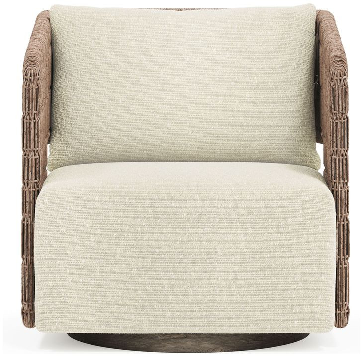 Maldives Cream Performance Fabric Upholstered Outdoor Swivel Accent Chair