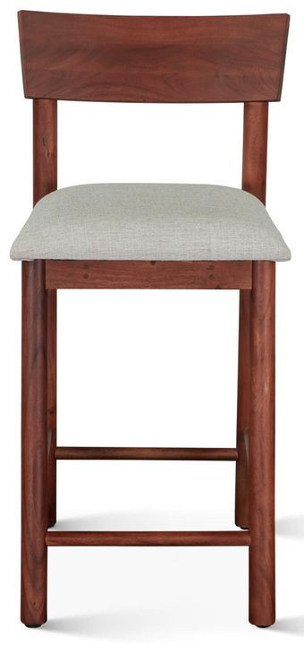 Hampton Walnut and Gray Upholstered Short Back Counter Height Stool