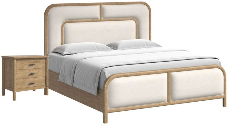Verge Cream and Brown Queen Upholstered Panel Bedroom Set