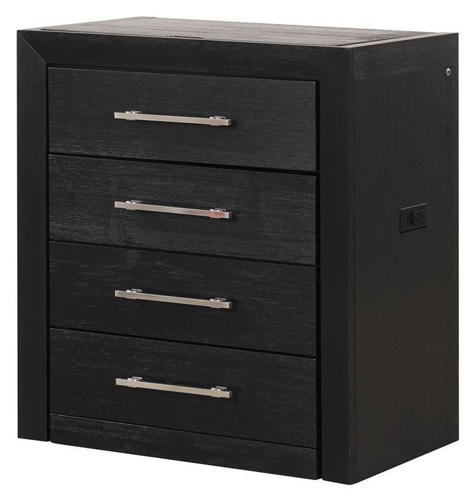 Ashbourne Black Bedside LED Vanity Set with Stool and USB Charging