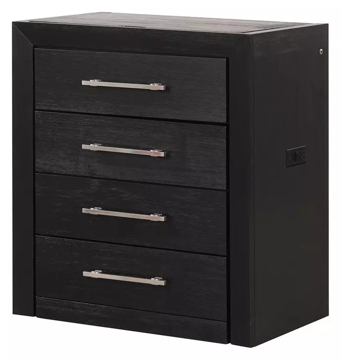 Ashbourne Black Bedside LED Vanity Set with Stool and USB Charging