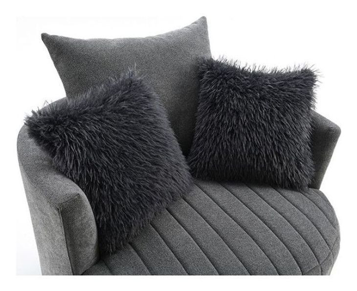 Hoople Dark Gray Upholstered Swivel Chair with Pillows