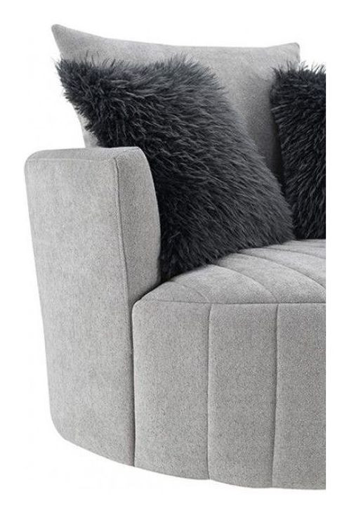 Hoople Light Gray Upholstered Swivel Chair with Pillows