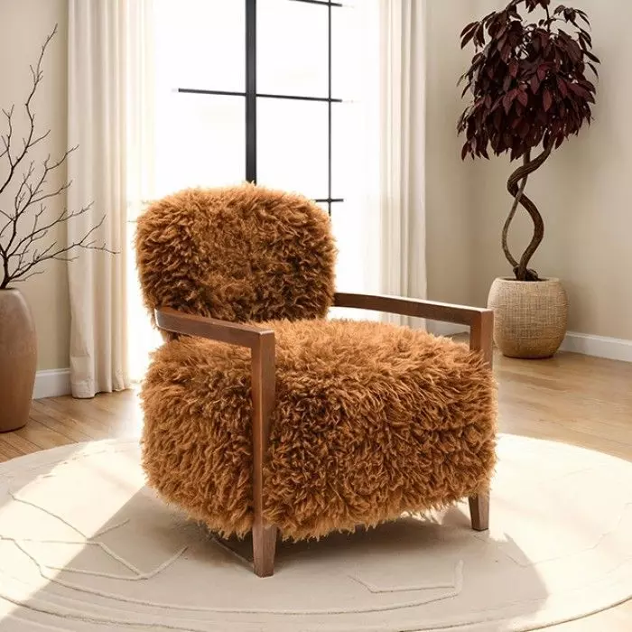 Eramo Camel Brown Upholstered Accent Chair