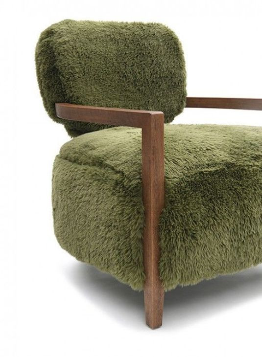 Eramo Green and Dark Walnut Upholstered Accent Chair