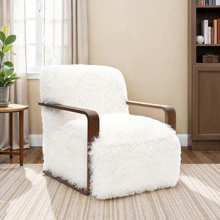 Elardo White Upholstered Accent Chair