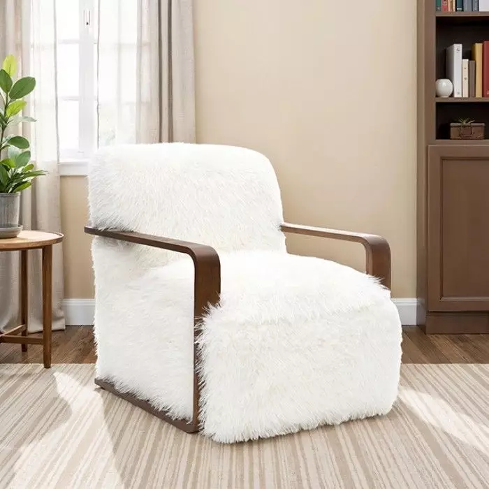 Elardo White Upholstered Accent Chair