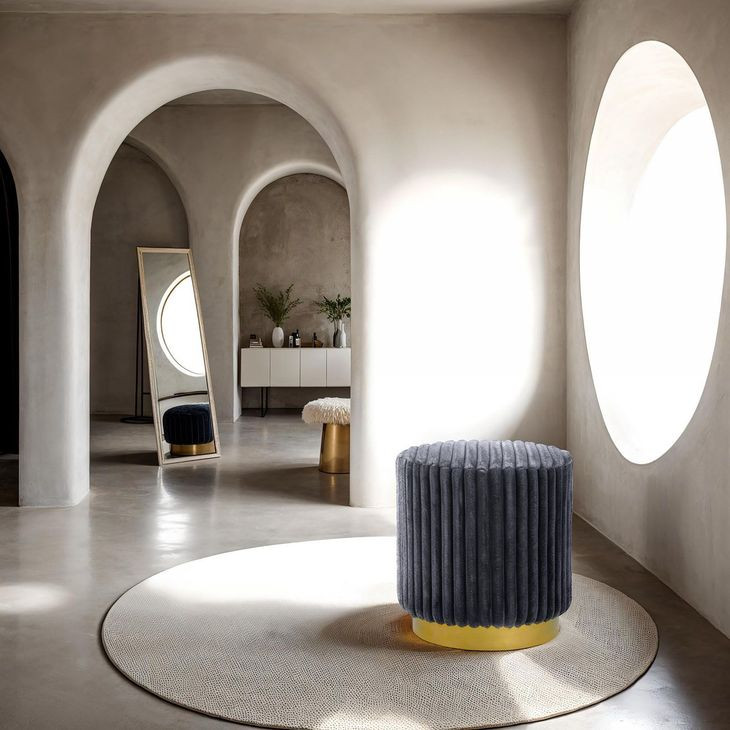 Yolanda Dark Gray Upholstered Stool