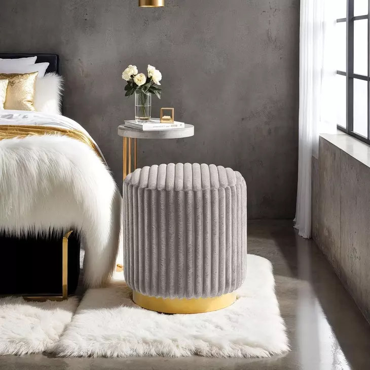 Yolanda Gray Upholstered Stool
