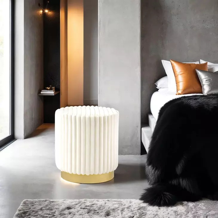 Yolanda Beige Upholstered Stool