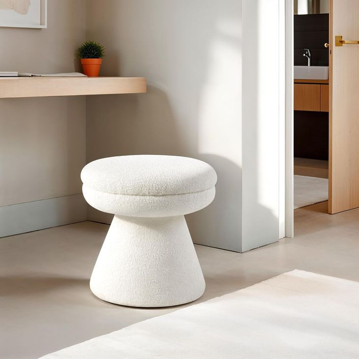 Cynthia Beige Upholstered Stool