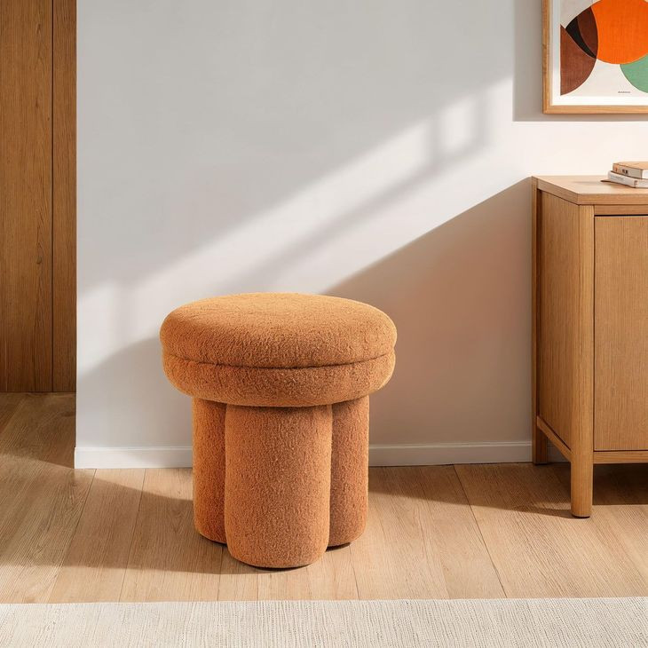 Thisbe Saddle Brown Upholstered Stool