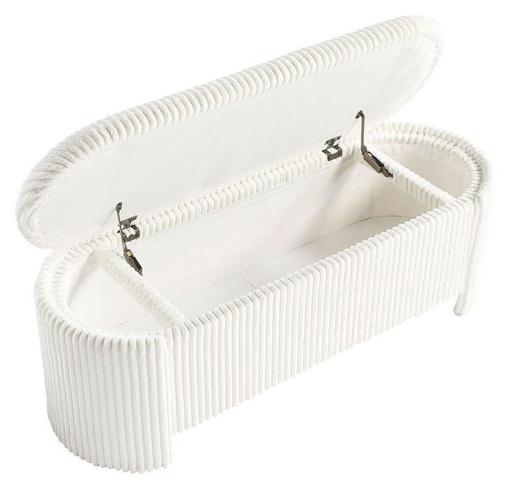 Grainne White Upholstered 51" Accent Bench with Storage