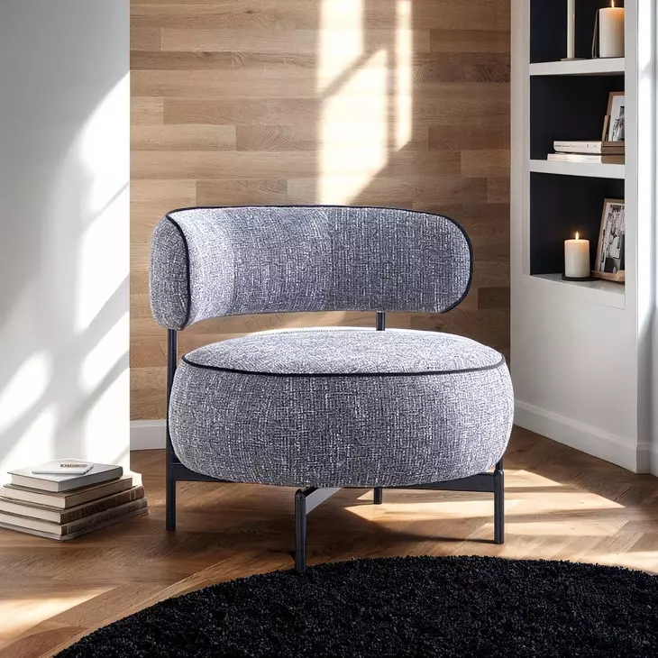 Florens Dark Gray Upholstered Swivel Chair