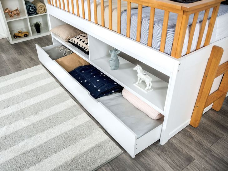 McPherson White and Oak Twin Captain Storage Bed with Trundle