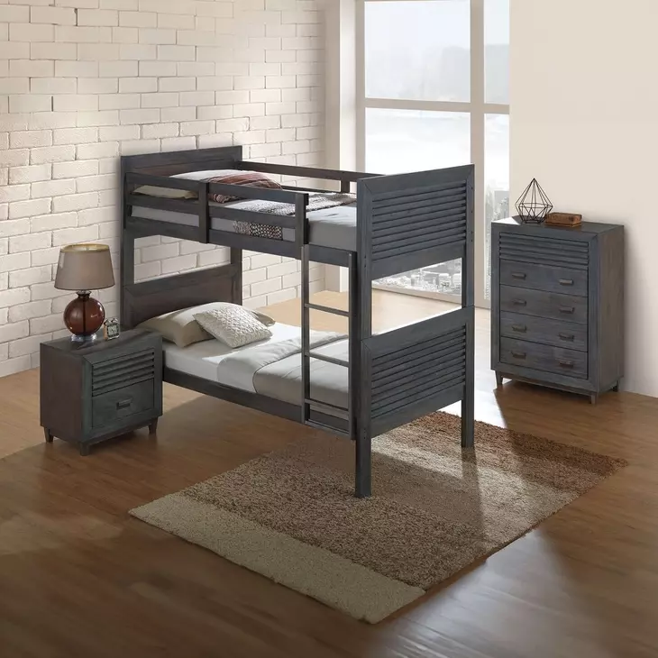 Witham Charcoal Brown Twin Over Twin Bunk Bed