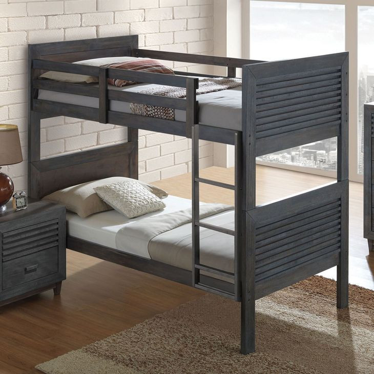 Witham Charcoal Brown Twin Over Full Bunk Bed