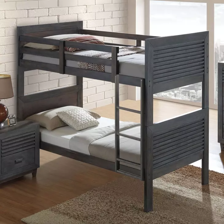 Witham Charcoal Brown Twin Over Twin Bunk Bed