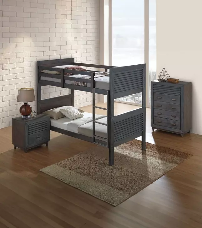 Witham Charcoal Brown Twin Over Twin Bunk Bed