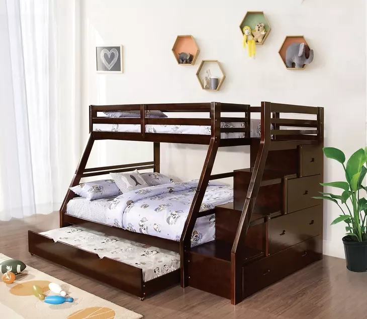 Ellington Espresso 4 Drawer Twin Over Full Bunk Bed with Trundle