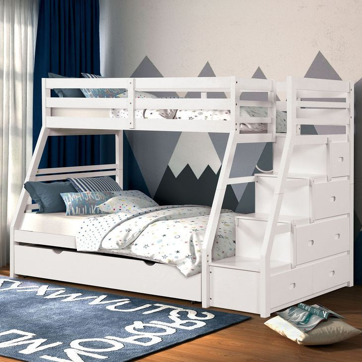 Ellington White 4 Drawer Twin Over Full Bunk Bed with Trundle