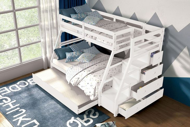 Ellington White 4 Drawer Twin Over Full Bunk Bed with Trundle
