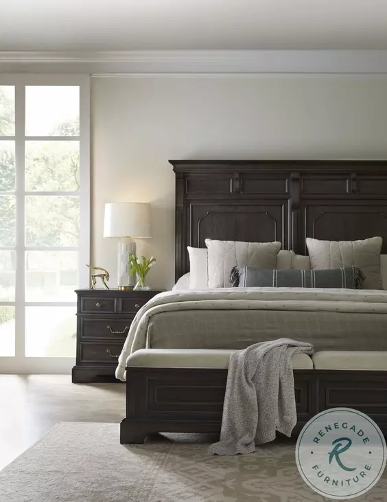 Hickory Creek Brown Velvet Queen Storage Panel Bed