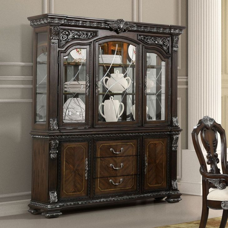 Promenade Dark Brown Lighting Hutch and Buffet