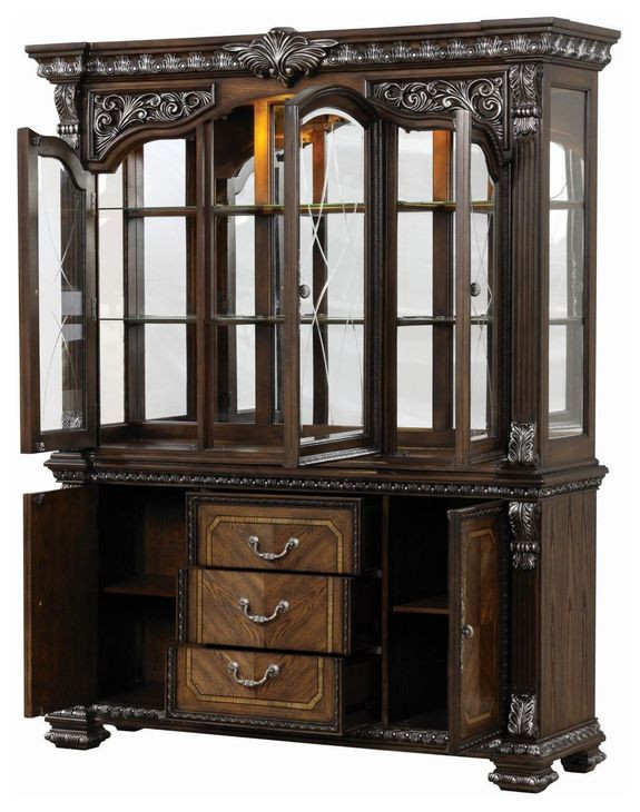 Promenade Dark Brown Lighting Hutch and Buffet
