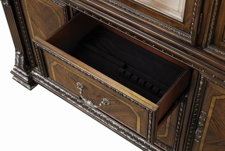 Promenade Dark Brown Lighting Hutch and Buffet