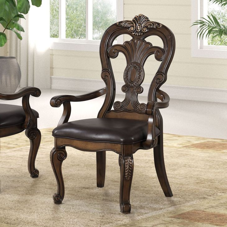 Leovanni Dark Brown Armchair Set of 2