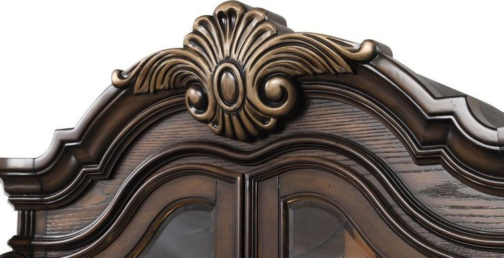 Leovanni Dark Brown Curio Cabinet with LED Light