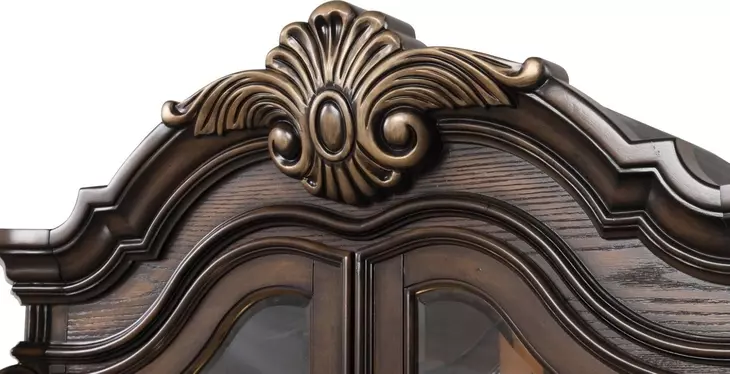 Leovanni Dark Brown Curio Cabinet with LED Light