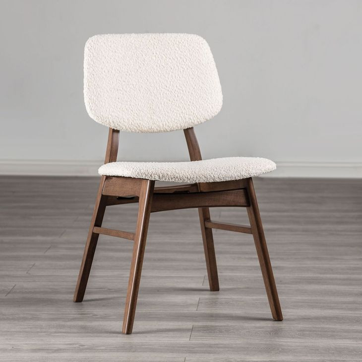 Uzwil Walnut and Beige Upholstered Side Chair Set of 2