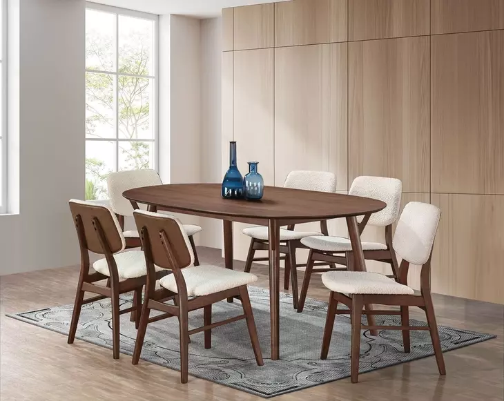 Uzwil Walnut and Beige Upholstered Side Chair Set of 2