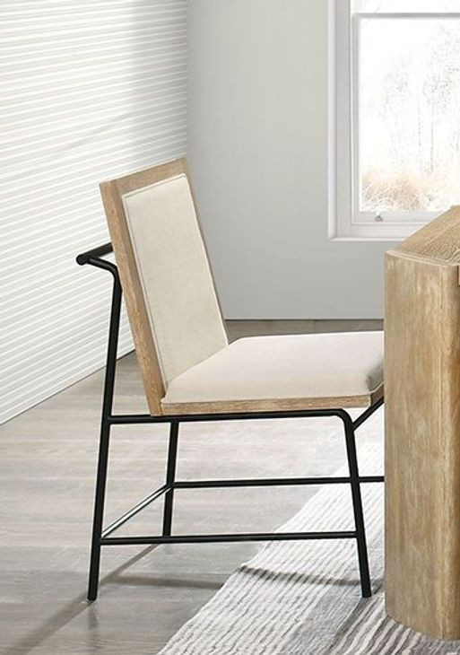Edenbridge Oak and Beige Upholstered Side Chair Set of 2