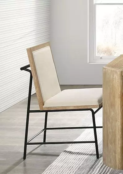 Edenbridge Oak and Beige Upholstered Side Chair Set of 2