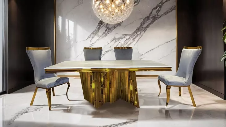 Basilicata Gold 79" Rectangular Dining Table