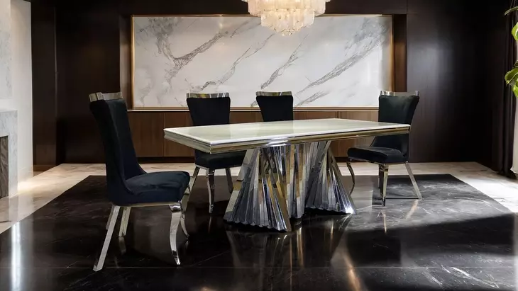 Basilicata Chrome 79" Rectangular Dining Table