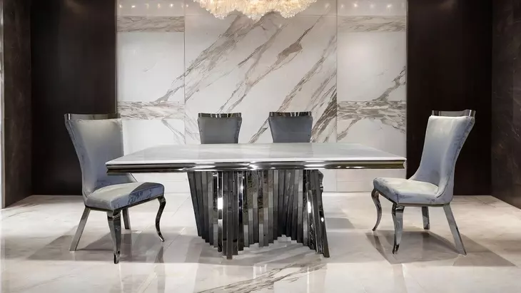 Basilicata Chrome 79" Rectangular Dining Table