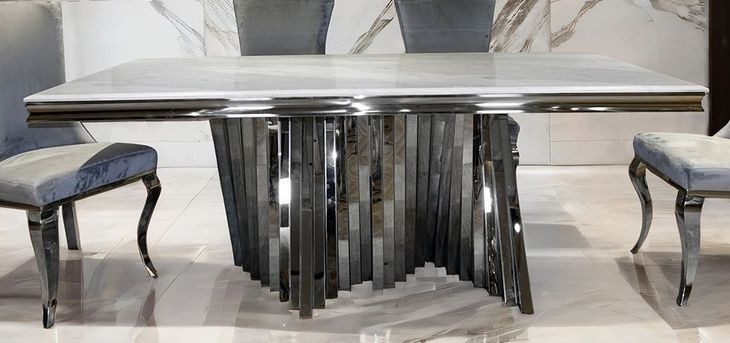 Basilicata Chrome 79" Rectangular Dining Table