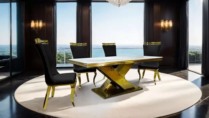 Palazzo Gold 79" Rectangular Dining Table