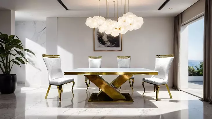 Palazzo White and Gold Side Chair Set of 2