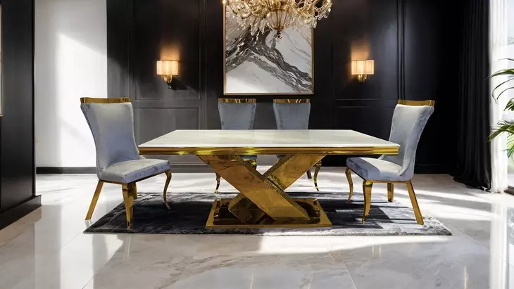 Palazzo Gold 79" Rectangular Dining Table