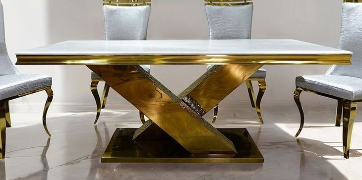 Palazzo Gold 79" Rectangular Dining Table
