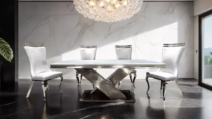 Palazzo White and Silver Side Chair Set of 2